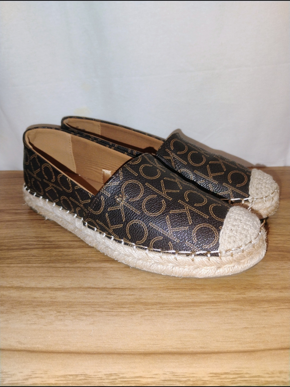 Calvin Klein Popular Women's Monogram CK Logo Espadrille Juted Flats SZ 6 M